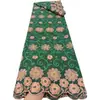Estilo Étnico Planta Floral Bordado 3D Tecido de Algodão Vazado Roupas Femininas Africanas Tecido Bordado para Banquete Tissu