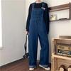 Macacão Jeans Estilo Sal para Mulheres, Primavera e Outono, Estilo Coreano, Caimento Solto, Novo Modelo 2026, Petite, Estilo Vintage Hong Kong, Calças de Pernas Largas
