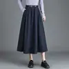 Nova Saia Plaid Literária Retrô Outono 2025 Feminina Cintura Alta Slim Linha A Comprimento Médio Casual Rodada