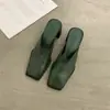 Meias-pantufas de Salto Alto para Mulheres, Versáteis para Uso Externo, Novidade Primavera 2026 Estilo Coreano Slip-On Mules de Bico Quadrado, Sapatos Pequenos de Couro