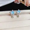 Colgante de Zirconia con Lazo Aguja de Plata Pendientes Sencillos de Moda Pendientes de Lujo Ligero de Gama Alta Pendientes de Estilo Fresco Artístico para Mujer