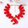 Collar para Mujer con Colgante de Cangrejo Exagerado de Moda Europea y Americana Estilo Casual Oceánico de Vacaciones Aleación Goteo de Aceite Cuentas Multicolor