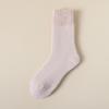 Meias Espessas Femininas para Outono e Inverno, Meias de Toalha Pós-Parto, Meias de Laço Forradas com Lã até o Meio da Panturrilha, Meias de Dormir Forradas com Lã para Pernas Nuas no Inverno