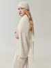 Suéter de estilo perezoso con cuello semi-alto 100% cachemira pura para mujer, sin mangas, corte holgado, tejido en capas, minimalista, elegante estilo murciélago