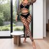 Lingerie Sexy Transfronteiriça Comércio Exterior Europeu e Americano Meias Arrasto Peça Única Macacão Sexy Tentação Manga Longa Malha Xadrez Novo