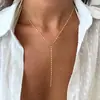 Colar Cruzado Europeu e Americano em Forma de Y com Diamantes, Colar Elegante e Sofisticado para Mulheres, Joia da Moda, Simples e Versátil para Venda por Atacado 2025