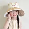 Sombrero de Protección Solar para Niños Primavera y Verano Sombrero de Protección UV para Niños y Niñas con Ala Ancha Animales de Dibujos Animados Sombrero Solar Delgado para Bebés