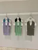 WGWE9524 Guangzhou Treze Linhas Roupas Femininas Verão 2026 Novo Top Cropped de Tricô com Decote V e Alça no Pescoço