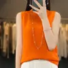 Colete de Tricô Feminino Liso de Lã Pura com Gola Alta Canelada, Slimming, para o Trabalho, Nova Coleção Primavera 2026