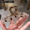 Grampo de cabelo de cristal de alta qualidade para mulheres, novo design requintado com diamantes, adequado para cabelos grossos, grampo para coque completo, presilha tubarão de luxo leve para a parte de trás da cabeça
