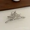 Presilha de Metal Grande Prateada para Cabelos Grossos, Presilha Garra Geométrica, Acessório de Cabelo, Presilha Tubarão Estilo Coreano