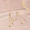 Brinco de Fio com Contas de Transferência em Ouro Rosé 18K com Longa Franja para Mulheres 2020 Estilo Quente de Celebridade da Internet Brincos para Mulheres Coreia