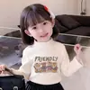 Y2544# Ropa de Otoño para Niñas Camiseta Cálida Camiseta de Manga Larga para Niñas Top de Primavera y Otoño Camiseta Básica Cuello Semi-alto de Terciopelo
