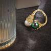 Anillo de perla retro barroco de moda francesa para mujer, diseño de nicho, ligero, combinable, de lujo, elegante y de alta gama.