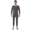 Conjunto de Roupa Íntima Térmica Grossa com Forro de Fleece Masculino, Cor Sólida Gola Redonda Outono e Inverno Conjunto Premium de Camada Base