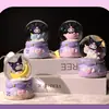 Adornos Creativos Lindos de Bola de Agua Luminosa para Escritorio de Mascotas, Adornos de Decoración Electrónica con Luz de Bola de Cristal de Animal de Papas Fritas Lindas