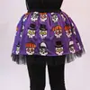 Saia Tutu de Caveira Halloween Europeia e Americana para Meninas, Saia Rodada com Cintura Elástica para Crianças Pequenas e Médias 22