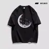 Camiseta gola redonda Ins jovem estilo retrô americano de cinco pontas com estampa de manga curta, corte solto, estampa tendência para homens e mulheres