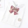 Jk a cuadros estilo japonés corbata de moño floral corbata para mujer estilo universitario para hombre corbata de moño para foto de graduación con camisa uniforme de marinero