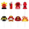 Inserto Decorativo de Bolo Tema Novo Fogo Transfronteiriço Inserto Decorativo para Festa de Aniversário de Bombeiro Pequeno Inserto