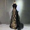 Vestido de Noche Estilo Nuevo, Negro, Gama Alta, Ceñido al Cuerpo, Elegante, Anfitrión de Celebridad, Vestido Cola de Pez con Cuello Halter, Vestido para Brindis de Boda, Verano
