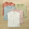 Moda Simple Temperamento Elegante Doble Capa Gasa Ropa Hermosa Cuello de Encaje Camisa de Mujer Super Llamativa Algodón Holgado Ropa de Mujer