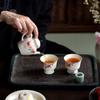 Jingji Feng Polvo Pintado a Mano Melocotón Luna de Agua Taza de Té Cerámica Kung Fu Juego de Té Gres Taza de Maestro Taza de Té Taza de Aroma