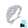 Venta Caliente de Amazon Anillo de Diamante Cultivado de 1 Quilate Plata de Ley 925 Chapado en Oro Blanco Compromiso Boda Joyería Elegante para Damas