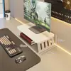 Soporte para monitor de computadora, organizador de escritorio, elevador de monitor de oficina de madera maciza, almacenamiento para estación de trabajo