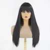 Franja preta cabelo longo liso e-commerce transfronteiriço peruca feminina vestido elegante uso em festas peruca de seda de alta temperatura
