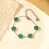 Pulseira de Trevo de Cinco Folhas Dopamina Dupla Face Versão Alta Transfronteiriça Luxo Leve Simples Senso Avançado 18k Não Desbota Cor Joga