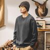Moletom de Algodão Estilo Retro High-End com Estampa de Espiga de Trigo para Homens, Marca da Moda, Estilo Primavera e Outono, Top Casual Solto Americano Pesado, Jaqueta Masculina