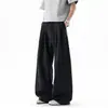 Calça Social Plissada de Linho Falso Estilo Old Money para Homens, Verão Fina Respirável Esportiva Versátil Larga Reta Casual