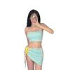 Traje de baño Bikini Sexy Strapless Vestido Wrap Set de Tres Piezas Pecho Pequeño Recogido Tres Puntos Estilo Vacaciones Chica Caliente Vestido para Aguas Termales