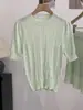 Nuevo Top de Punto Hueco de Manga Corta Estilo Francés para Verano 2026, Blusa de Mujer Versátil a la Moda de Corte Ajustado en Rosa para el Trabajo