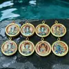 Novo Pingente Thangka Estilo Xizang Cinnabar Doze Signos Zodiacais Oito Divindades Guardiãs Pingente com Mantra de Seis Palavras Tridimensional em Relevo de Face Única