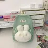 Mochila Pequeña Nueva para Estudiantes Universitarias Color Sólido Mochila de Conejo Estilo Ins Japonés Chica Suave Chica Linda Mochila de Doble Hombro