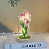 Tulipán Flor Artificial Cubierta de Vidrio Luminosa Decoración de Escritorio Regalo para el Día del Maestro Día de la Madre Luz Nocturna Creativa Regalo