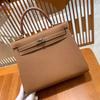 Piel de Vaca de Togo Hilo de Cera Cosido a Mano Costura Interior Bolso Clásico Kelly Platino Bolso de Hombro Cruzado para Mujer 28cm