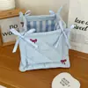 Cesta de Almacenamiento Acolchada con Rayas Azules Originales Organizador de Escritorio para Cosas Pequeñas Caja de Almacenamiento para Cosméticos, Bocadillos, Artículos Varios