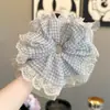 Scrunchie Azul a Cuadros con Encaje Dulce y Sencillo 2026 Nuevo Nicho Versátil Goma para el Cabello Accesorio Elástico para el Cabello