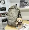 Mochila con Letras Estilo Trendy Cool Hoshino para Estudiantes, Fiestas, Ambiente Oscuro, Casual, Versátil, para Viajes y Uso Diario