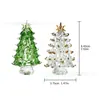 Vidrio de Cristal Verde Dorado Árbol de Navidad exquisito fino hecho a mano pequeña escultura decoración de escritorio Navidad pequeño regalo