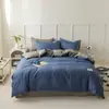 Conjunto de Roupa de Cama Quatro Peças 100% Algodão Novo Estilo 2026 Algodão Puro Simples Capa de Edredom Lençol com Elástico Lençol de Cama Individual Conjunto de Três Peças Roupa de Cama