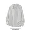 Moletom Polo Algodão Estilo Americano Ombro Reto Mamba para Homens, Camiseta de Manga Longa Outono Patchwork Desconstruído Gola Lapela, Estilo Cool de Hong Kong