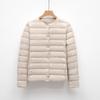 Pinghu Leve Feminino Curto Decote Redondo Outono e Inverno Novo Simples Gola Redonda Jaqueta Quente Cor Sólida Manga Longa Forro de Jaqueta