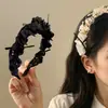Diadema Elegante Estilo Hepburn con Acabado de Lujo, Pinza para Lavado de Cara Antideslizante Dentada, Diadema de Corona Alta con Bordes Fruncidos