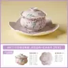 Taza de té de cerámica pintada a mano con tapa, Tazón de té anti-quemaduras, Juego de té Kung Fu, Taza de té con tapa, Diseño de glicinia morada