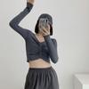Camisa Básica Sexy Preta para Mulheres, Novo Estilo Primavera e Outono 2026, Roupa Íntima com Decote em V, Design Único, Top Curto