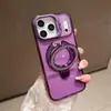 Adequado para Capa de Celular com Suporte de Lente Brilhante para iPhone 17 Pro Max Suporte Magnético Transparente Apple 16 Capa Protetora